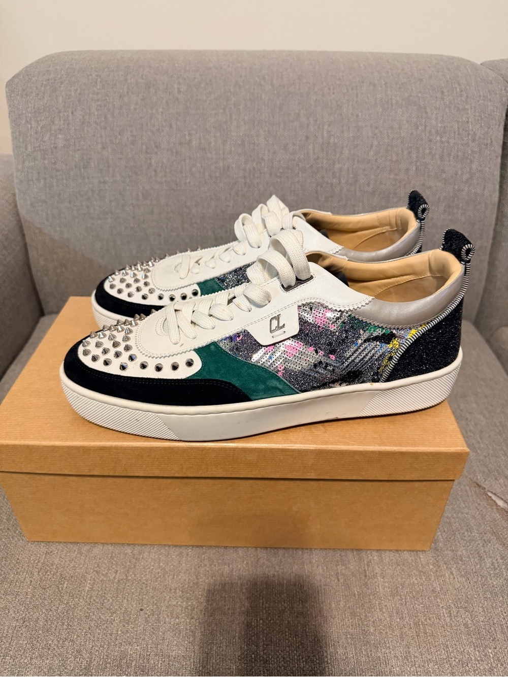 Christian Louboutin Multicolor Studded Low-Top Sneakers